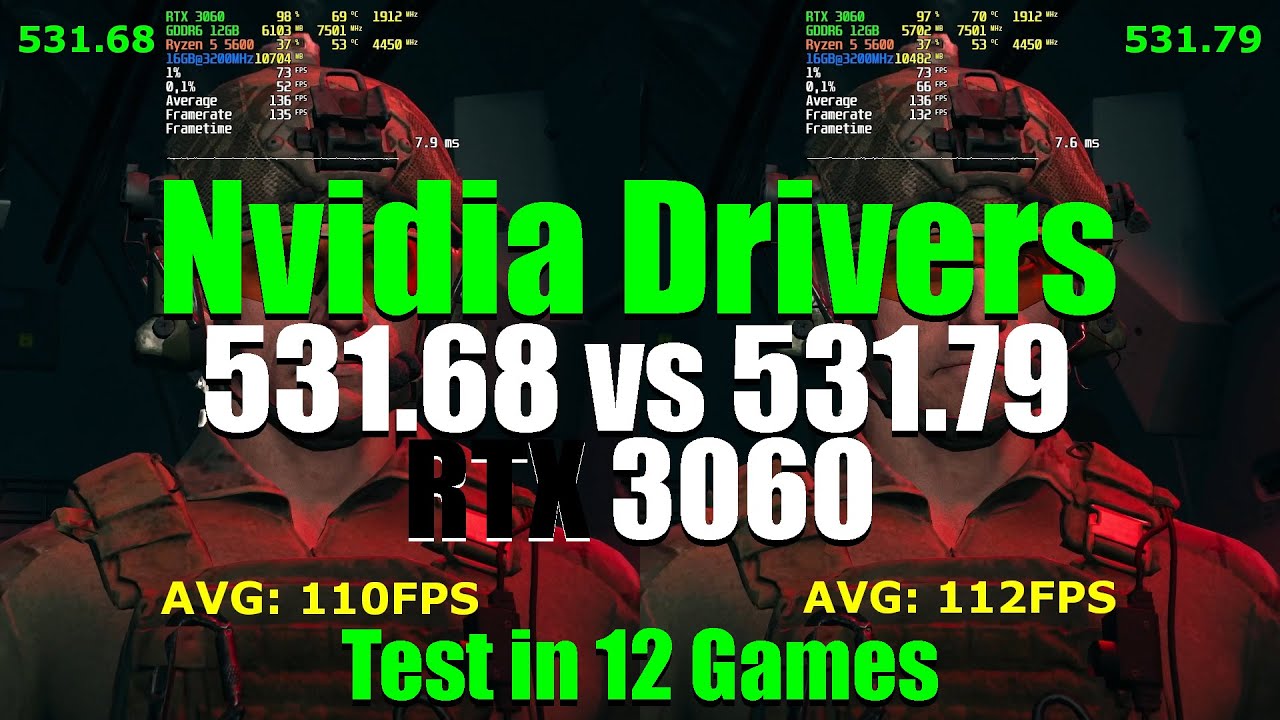 Nvidia Drivers - 531.68 vs 531.79 | RTX 3060 Test in 12 Games