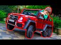 Funny tema and his Funny Videos for kids. Artem Ride on toys, cars, kids tractor