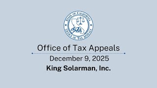 Office of Tax Appeals December 9, 2025