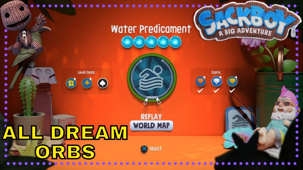 Sackboy: A Big Adventure Water Predicament - All Dream Orbs