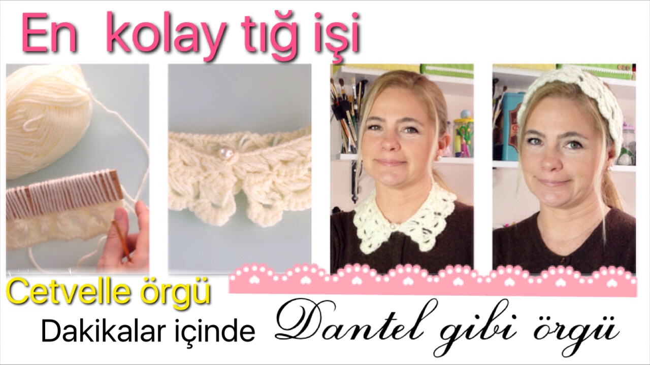 Cetvelle dantel gibi örgü Nasıl YAPILIR/hem kolay hem şık örgü yaka / Figen Ararat
