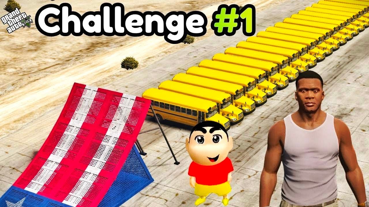 GTA 5: 50 School Bus VS Funny Vehicles Challenge 😱🔥 Who Will Win? | Franklin & Shinchan Join!