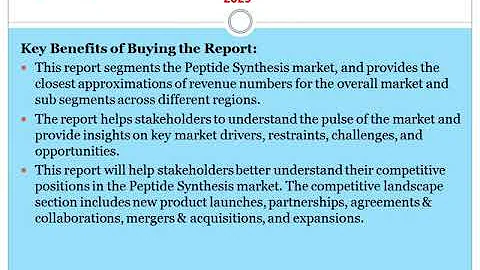 Peptide Synthesis Market Disclosing Latest Trends and Advancement 2019 to 2025
