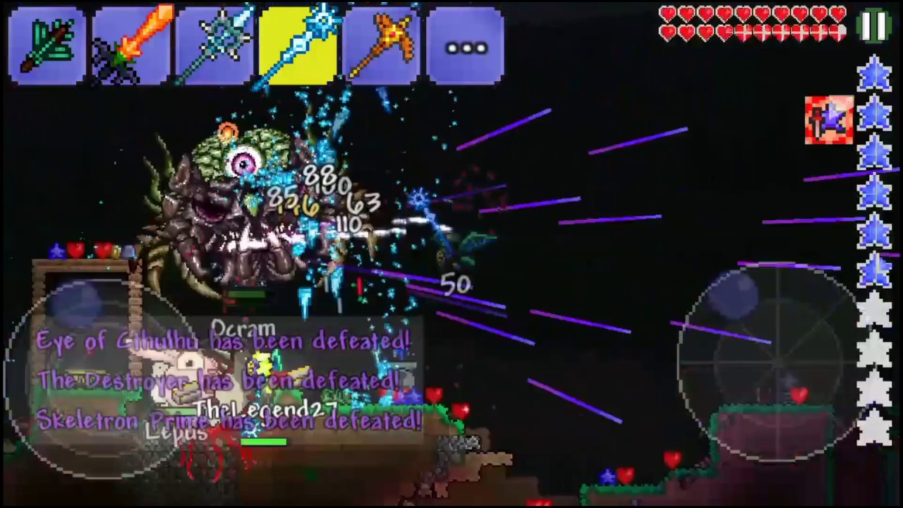 Terraria: Blizzard staff & North pole vs bosses