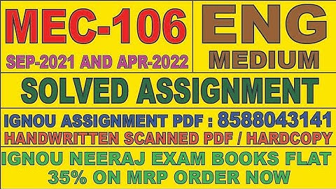 MEC-106 ENGLISH MEDIUM SOLVED ASSIGNMENT 2021-22 | FOR PDF WHATSAPP ON 8588043141