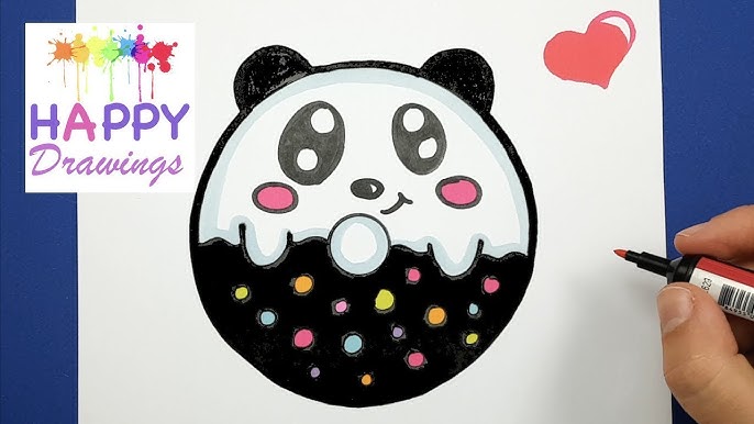 How to draw PANDA DONUT Kawaiil Como desenhar PANDA DONUT Kawaii