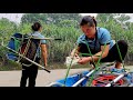 The girl carried a tortoise cart to carry rocks over 3000 meters of forest road