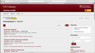 Searching for archival materials in USC Libraries Special Collections