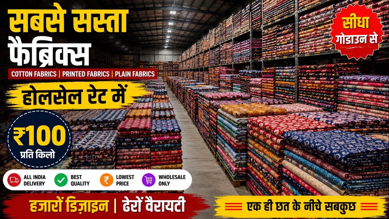 🔥 Cheapest Wholesale Fabric Market | Cotton, Printed & Plain Fabrics @ ₹100/Kg | Direct from Godown 