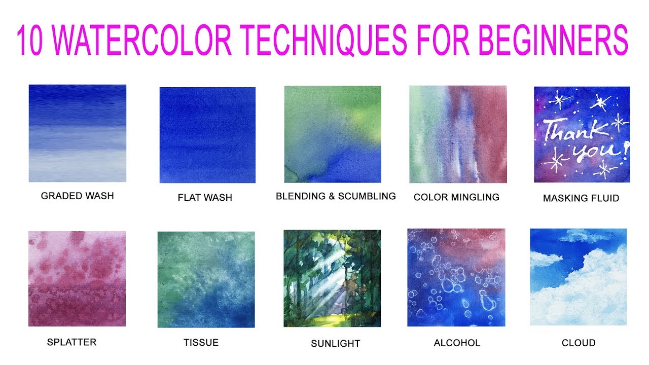 10 watercolor techniques for beginners - YouTube