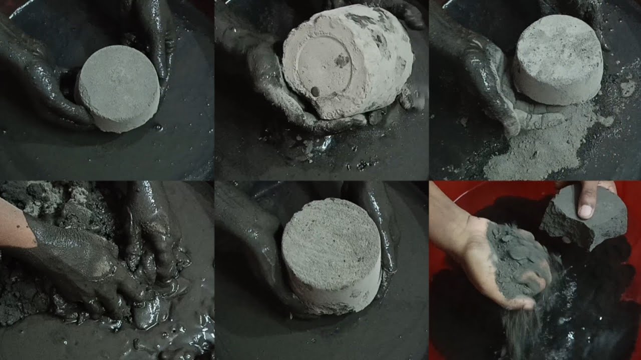 Extremely Soft🤤Powdery Charcoal🖤Mud Dirt Non-Dipping Crumbling in💦 & Paste Mixing/Playing ASMR