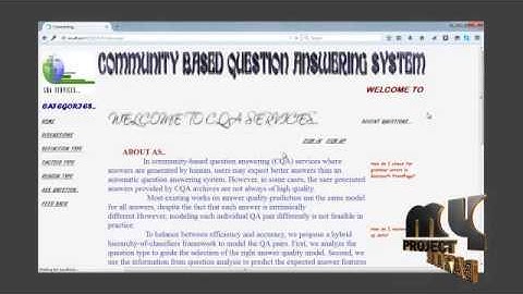 Final Year Projects 2015 | Discovering high quality answers in community question answering archives