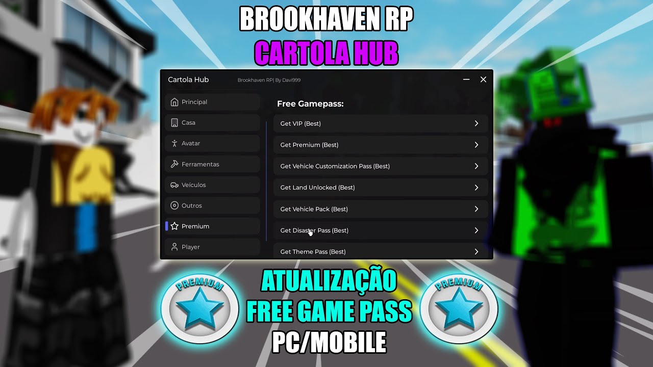 NOVA ATUALIZAÇÃO DO CARTOLA HUB 🎩- FREE GAME PASS PC💻/MOBILE📱.Roblox Script