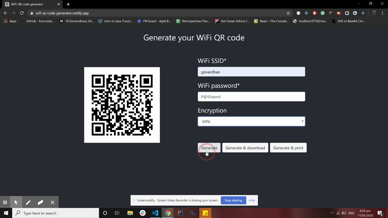 WiFi QR Code generator app