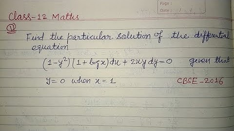 Find the particular solution of the differential equation (1-y²)(1+logx)dx+..| cbse class 12 maths 