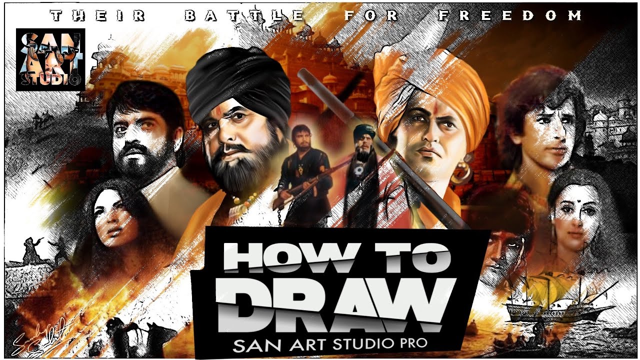 HOW TO DRAW Manoj Kumar and Dilip Kumar From movie KRANTI