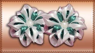 МК/DIY | ЦВЕТОК ИЗ ЛЕНТЫ | КАНЗАШИ СВОИМИ РУКАМИ | KANZASHI FLOWER