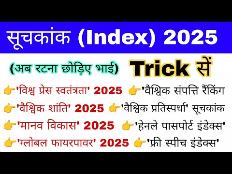 सूचकांक 2025 Trick | Index 2025 Trick | Current affairs 2025 | Suchkank 2025 gk mahatmaji