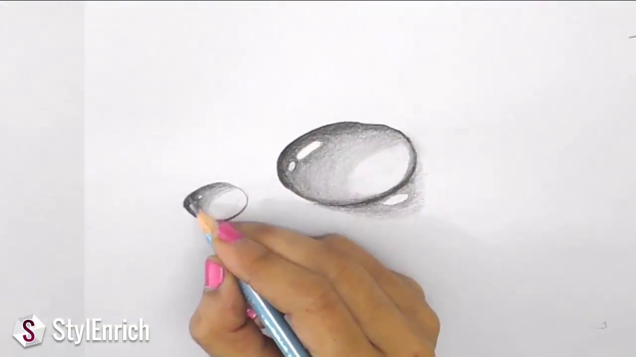 3D Drawing Art : How to Draw 3D Dew Drop on Leaf | Easy Pencil ...