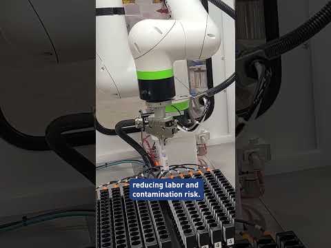 Robotic vial handling system cap removal and re-racking #shorts #automation #robotics #fanuc