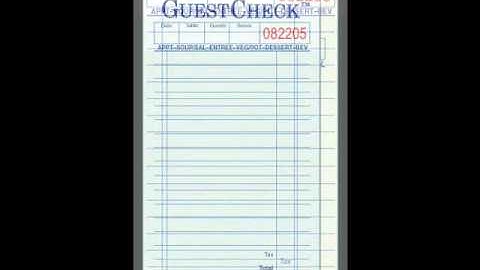 Guest Checks - 2 Parts for Restaurants