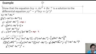 Solution to Differential Equation Example 1