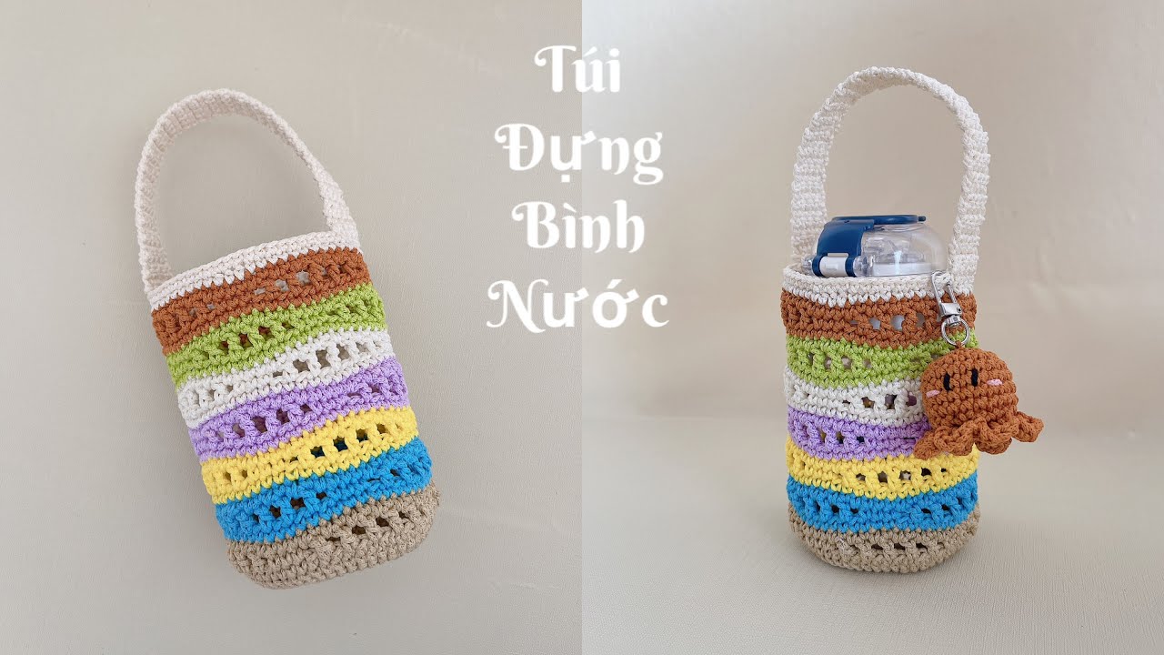 Crochet Bottle Holder | Móc túi đựng bình nước (mẫu 1)