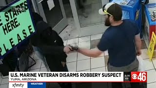 Former Marine disarms robbery suspect in gas station