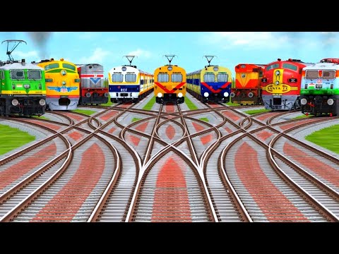 9 Trains Crossing At Daimond Railroad | forced Railroad | laying tracks | railways tracks | train
