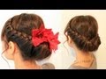 Holiday Braided Updo Hairstyle for Medium Long Hair Tutorial