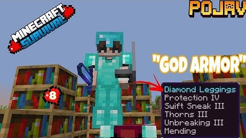 Finally I made Full max Diamond Armor in Minecraft Survival . POJAVLAUNCHER Survival.