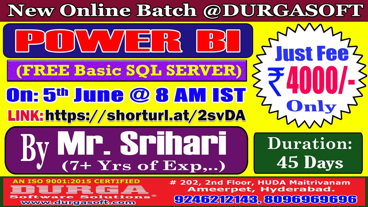 POWER BI (FREE Basic SQL SERVER) Online Training @ DURGASOFT - YouTube