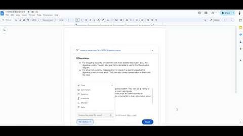 Creating a lesson plan in Google docs with Gemini