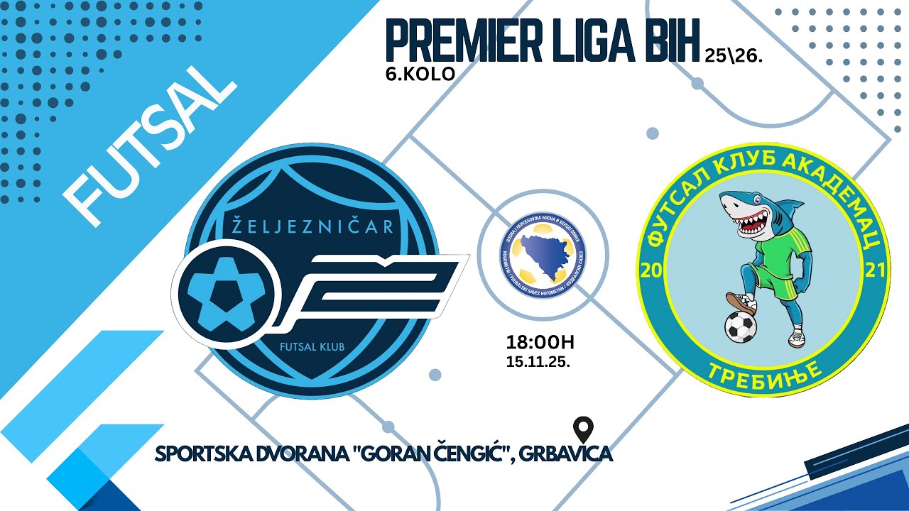 Futsal klub Željezničar vs Futsal klub Akademac  | Premier futsal liga BIH, 25/26 | 6. kolo