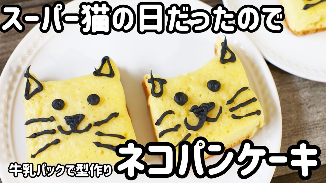 スーパー猫の日にネコパンケーキ作ってみたけど… - YouTube