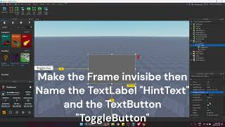 How to make a Button to Show and Hide a GUI With Text Button Hint. (Roblox Studio Tutorial) How to make a Button to Show and Hide a GUI With Text Button Hint. (Roblox Studio Tutorial)