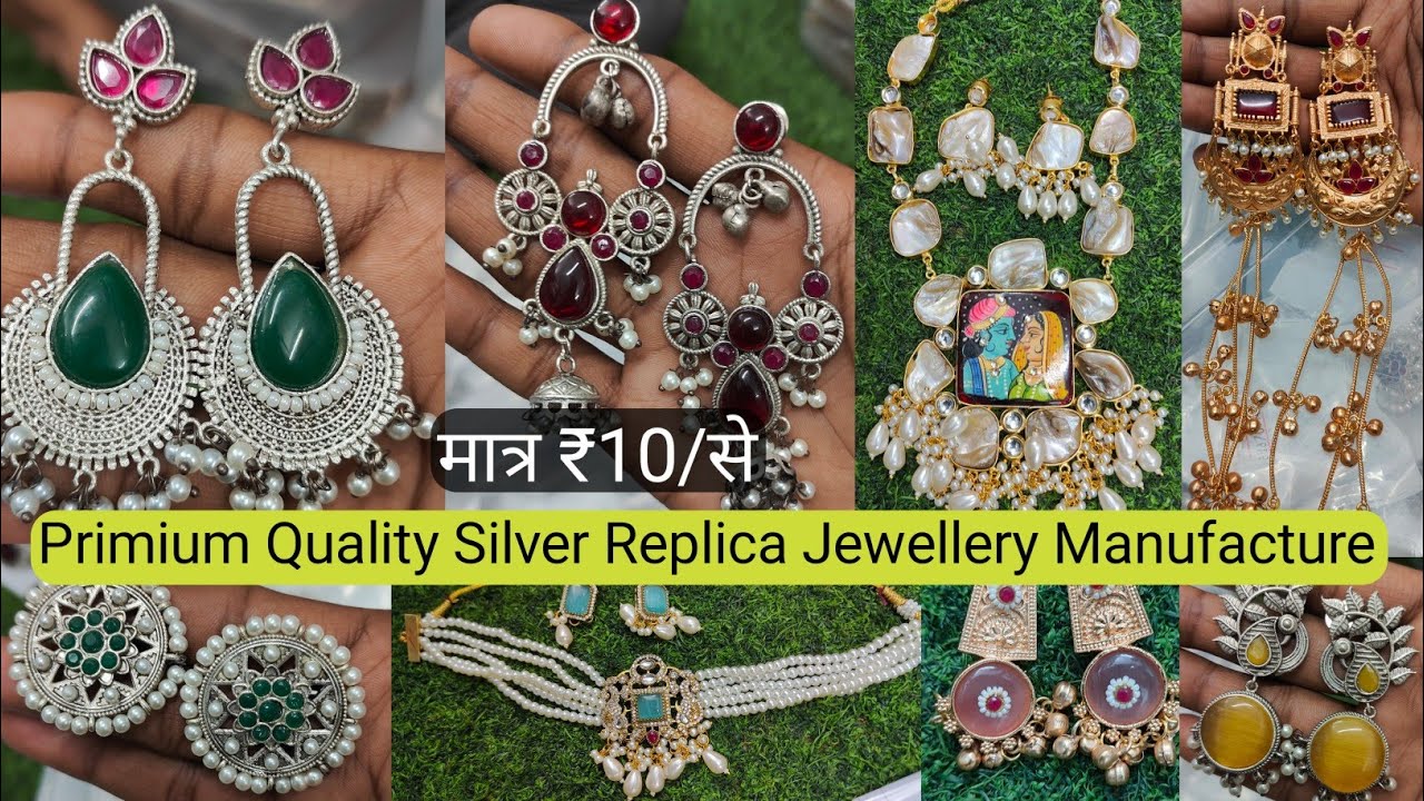 Kashmiri Jhumka Wholesale Market | Antik Silver Replica Jewellery Manufacturer Jaipur | Gold Polish