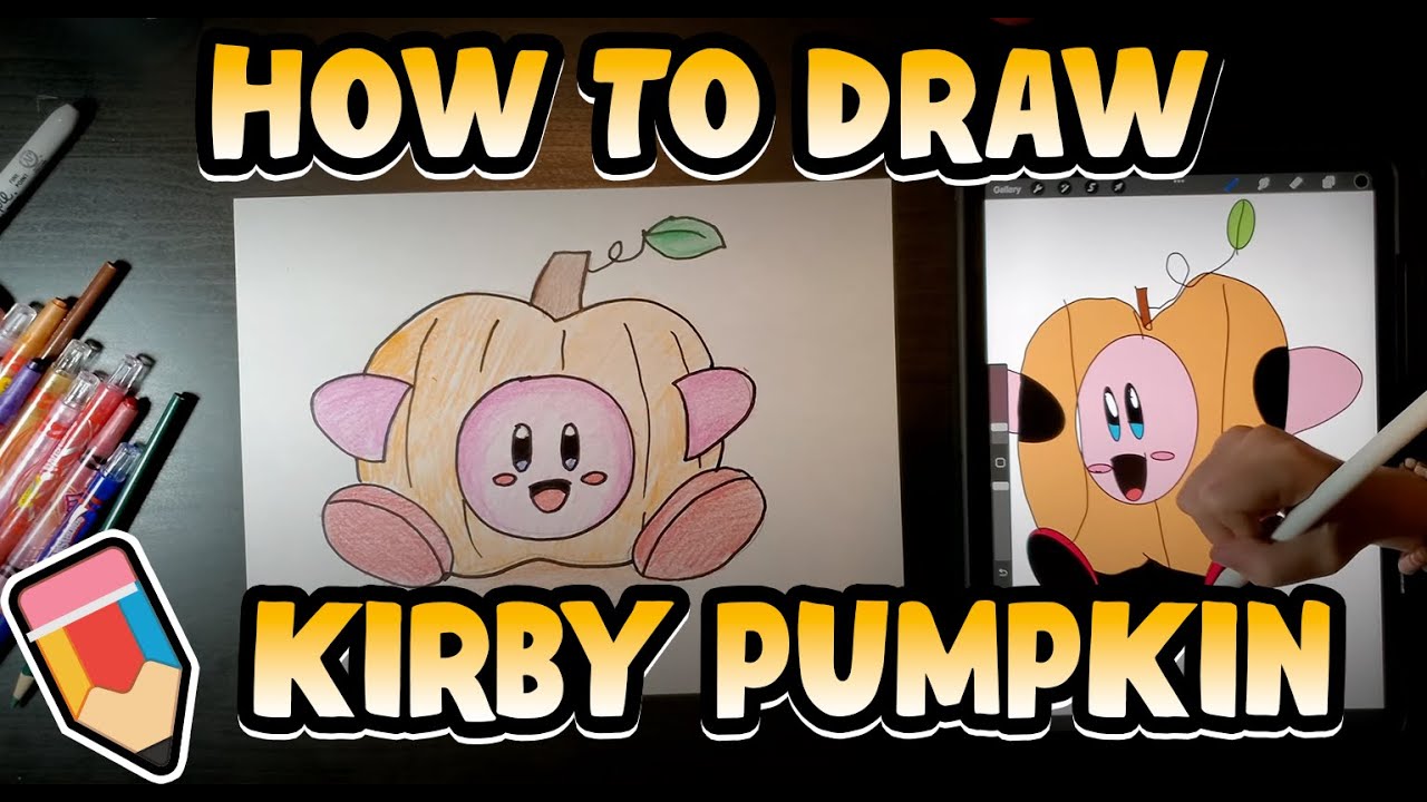 How to Draw Kirby Wearing a Pumpkin Halloween Costume - YouTube