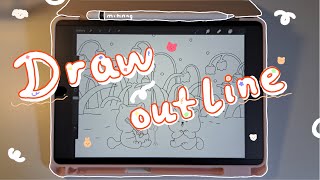 draw with me on ipad part 1 - draw outline | cute shiba play music