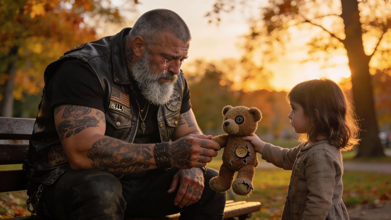 Little Girl Gave Her Teddy Bear to Crying Hells Angel His Thank You Made the Town Weep