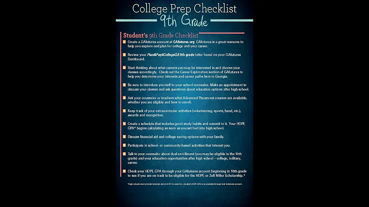 College Prep Checklist: 9th Grade