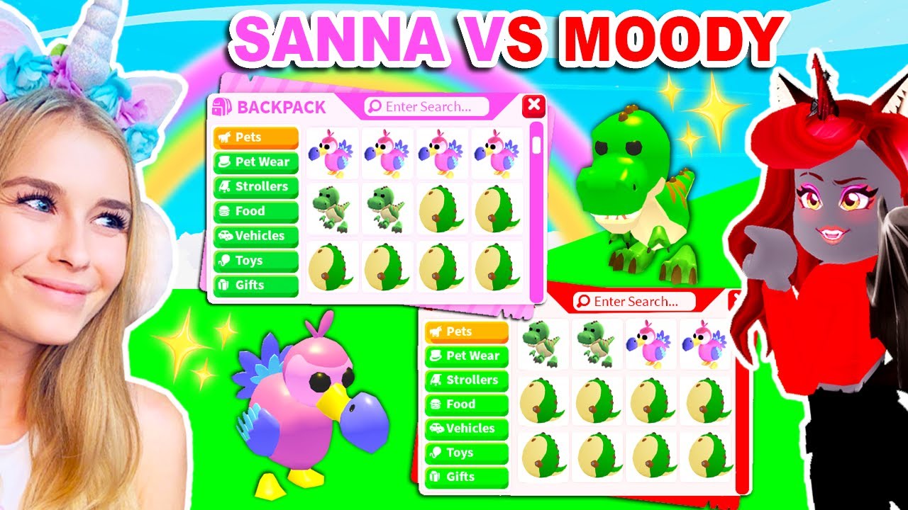 Iamsanna Adopt Me Legendary Dinosaur Fossil Egg Challenge Sanna Vs Moody In Adopt Me Roblox - dino roblox adopt me