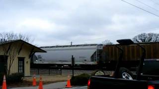 CSXT 4703 Flared SD70MAC Leads CSX Northbound Empty Grain Train at Cherokee St in Kennesaw, GA