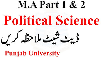 MA Part 1 & 2 Political Science Annual 2022 Date Sheet Punjab University | MA MSc Date Sheet PU
