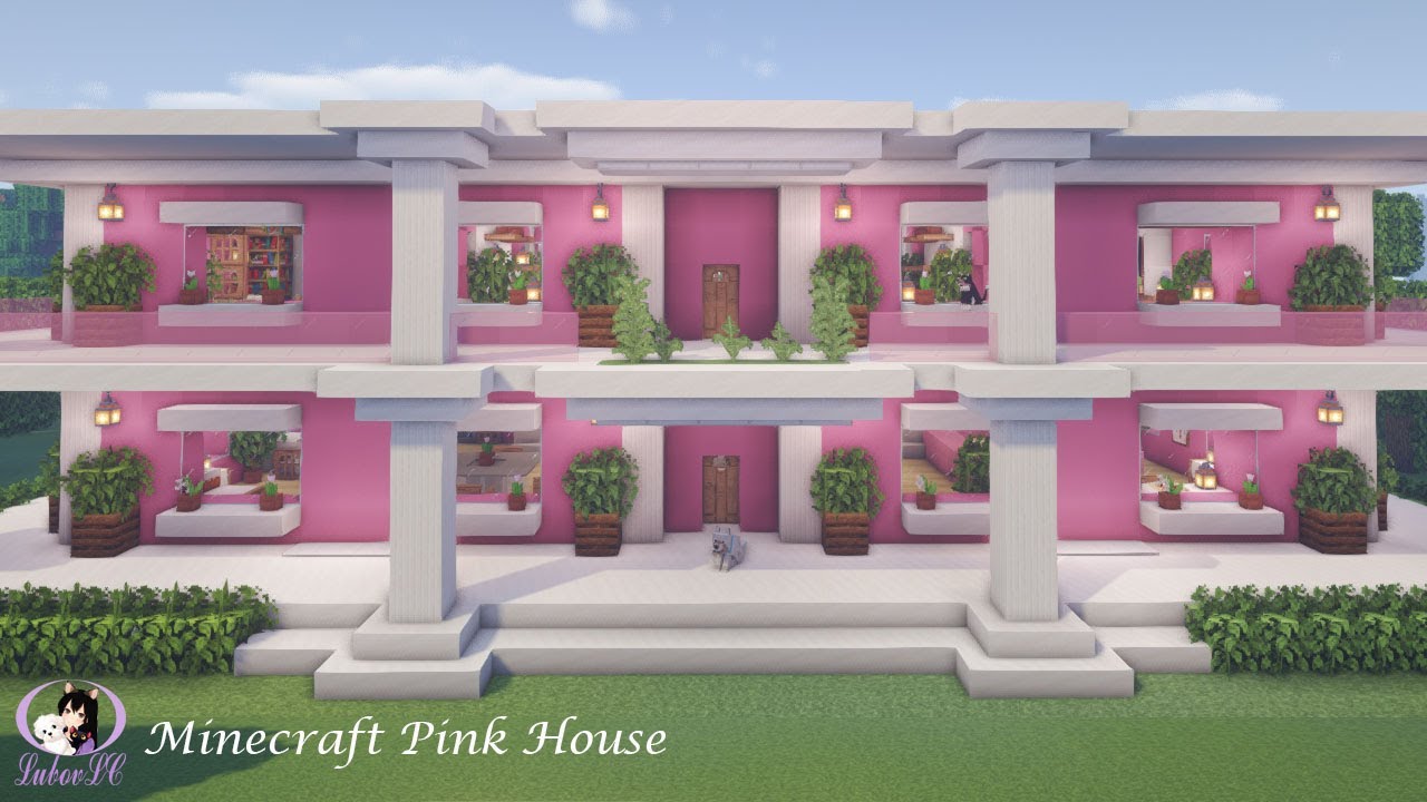 Lovely Pink House In Minecraft -- Modern Cute Pink House❤ Kawaii