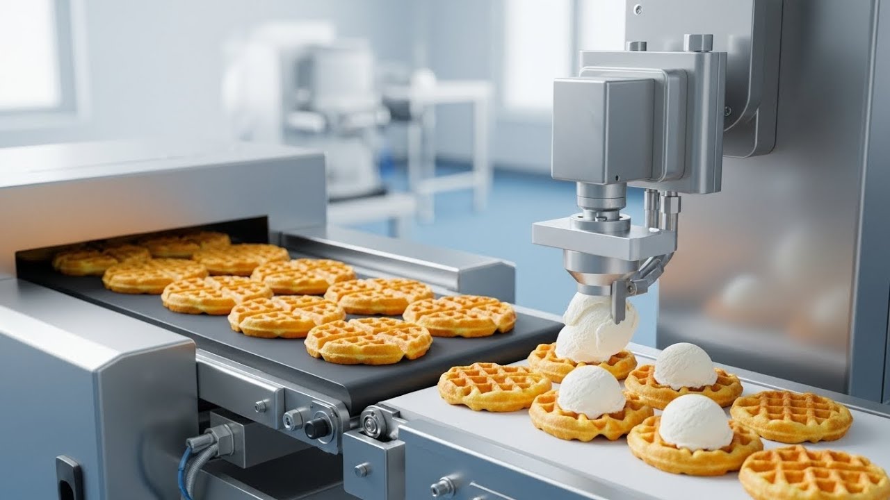 Ice Cream & Waffles Production – Factory Processing & Packaging Line