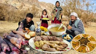 Cooking Lamb Trotters in a Village Mountain Survival