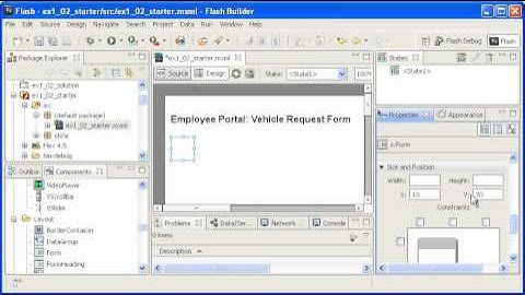 Flex in a Week :: v1 08 Laying out a form in Flash Builder Design Mode