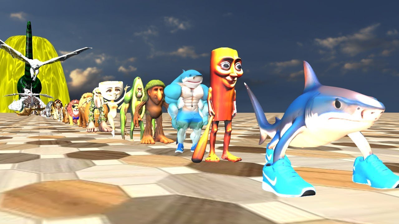 Paint Animals Gorilla Cow Lion Elephant Dinosaurs Fountain Crossing Animal Cartoon