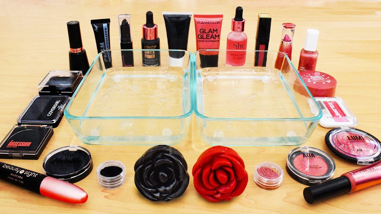 Black vs Rose - Mixing Makeup Eyeshadow Into Slime! Special Series 63 Satisfying Slime Video